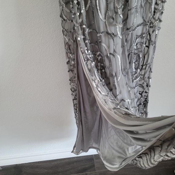 Aidan Mattox silver sequin formal ball gown dress - Picture 11 of 13